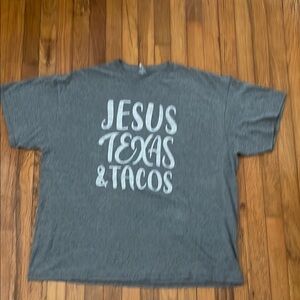 Gray Graphic T-Shirt - Jesus Texas & Tacos